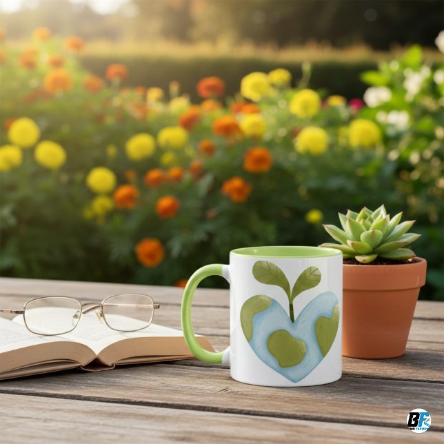 Heart-Shaped Earth with Sprout Eco Love Elegant Mug (Creator Uploaded)