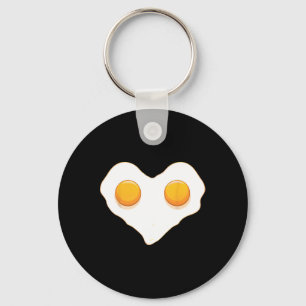 Heart Shaped Eggs Love Fried Egg Funny Valentines Key Ring
