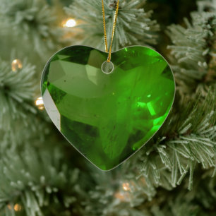 Heart‑Shaped Emerald Ceramic Tree Decoration