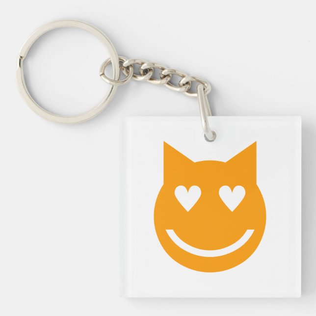 Heart Shaped Eyes Emoji Key Ring (Front)