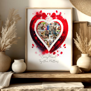 Heart Shaped Family Photo Collage Poster