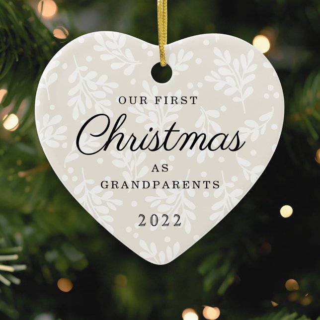 Heart Shaped First Christmas as Grandparents Ceramic Tree Decoration (Creator Uploaded)