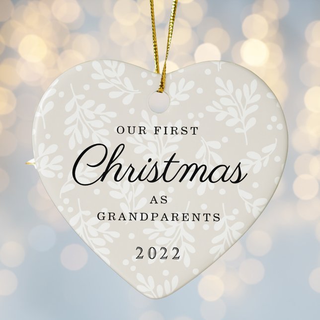 Heart Shaped First Christmas as Grandparents Ceramic Tree Decoration (Creator Uploaded)