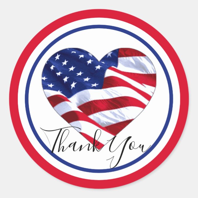 Heart Shaped Flag | Custom Thank You Classic Round Sticker (Front)