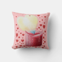 heart shaped flame red candle art pink