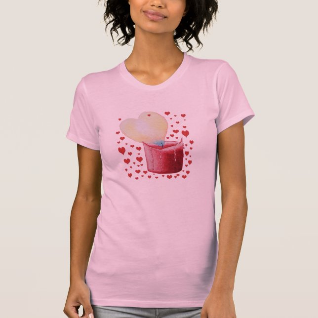 heart shaped flame red candle art T-Shirt (Front)