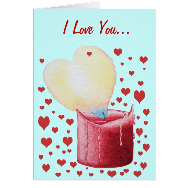 heart shaped flame red candle love (Front)