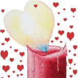 heart shaped flame red candle photo sculpture badge<br><div class="desc">This romantic heart shaped flame and red candle illustration was inspired when I was watching a red candle melt down, I painted the red melting wax that's running down the side of the candle heart shaped, and the colourful flame is also heart shaped to represent romantic and passionate burning Love...</div>