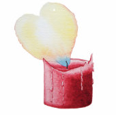 heart shaped flame red candle photo sculpture badge (Front)