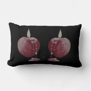 heart shaped flame red candle romantic lumbar cushion
