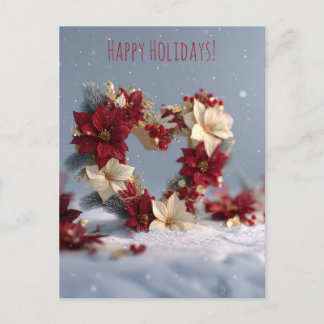 Heart-shaped floral arrangement on Christmas Holiday Postcard
