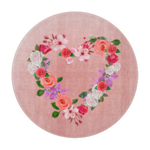 Heart Shaped Floral Bouquet Of Love Cutting Board