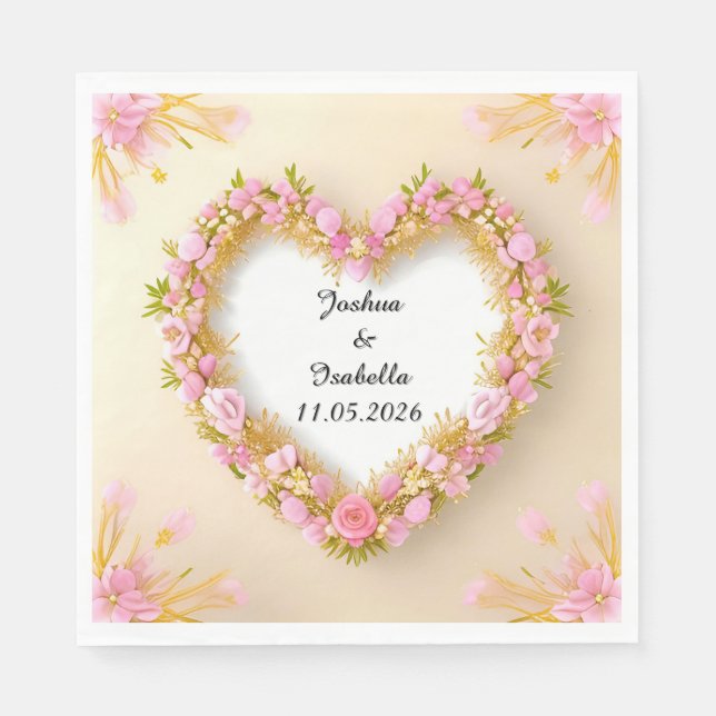 Heart Shaped Floral Frame Napkin (Front)