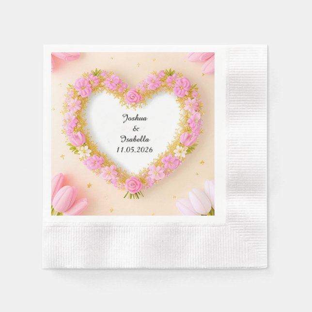 Heart Shaped Floral Frame Napkin (Front)