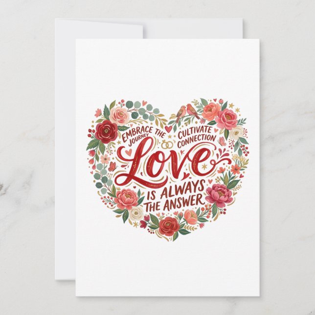 Heart-Shaped Floral Typography Invitation (Front)