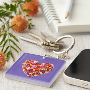 Heart-shaped Floral Valentine Love Arrangement Key Ring