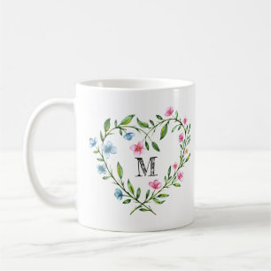 Heart Shaped Floral Wreath Coffee Mug