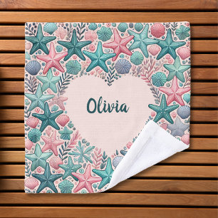 Heart-Shaped Frame with Colourful Starfish Wash Cloth