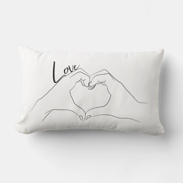 Heart Shaped Hands Minimal Line Art Cute Simple Lumbar Cushion (Front)