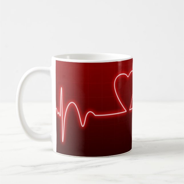 Heart-Shaped Heart Beat Valentine Coffee Mug (Left)