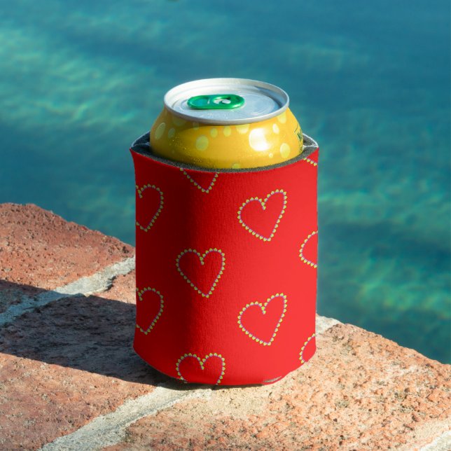 Heart shaped hearts on red can cooler (In Situ Pool)