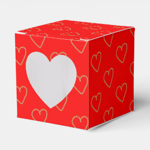 Heart shaped hearts on red favour box