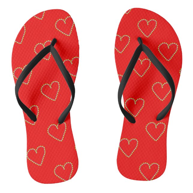 Heart shaped hearts on red jandals (Footbed)