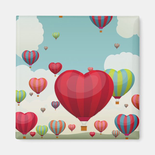Heart-Shaped Hot Air Balloons Magnet (Front)
