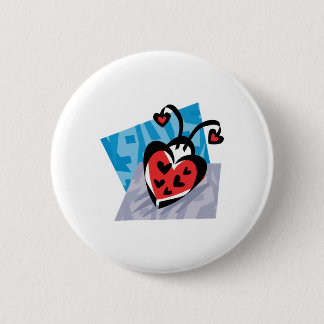heart shaped ladybug 6 cm round badge