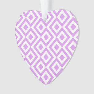 Heart-Shaped Lavender and White Meander Ornament