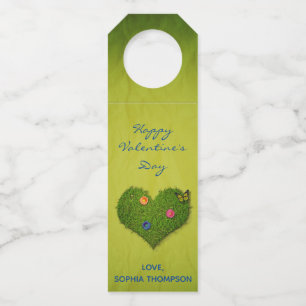Heart-Shaped Lawn Flowers Butterfly Bottle Tag