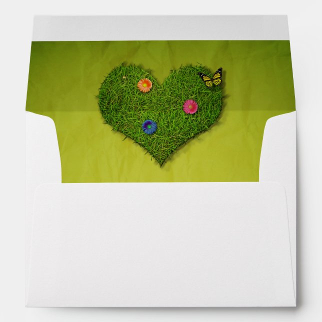 Heart-Shaped Lawn Flowers Butterfly Envelope (Back (Bottom))