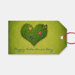 Heart-Shaped Lawn Flowers Butterfly Gift Tags