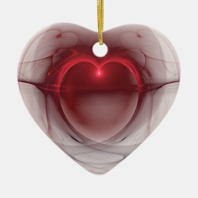 Heart Shaped Lighted Heart Ceramic Tree Decoration (Front)