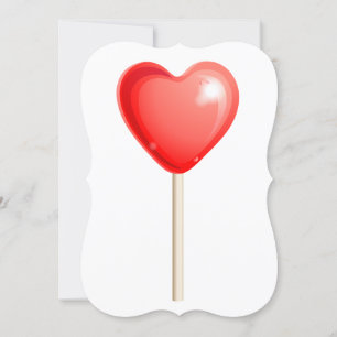 heart shaped lollipop invitation