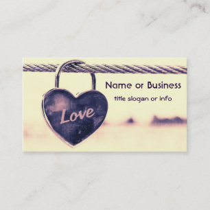 Heart Shaped Love Padlock Attached to a Rope Business Card