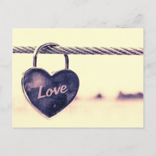 Heart shaped love padlock postcard