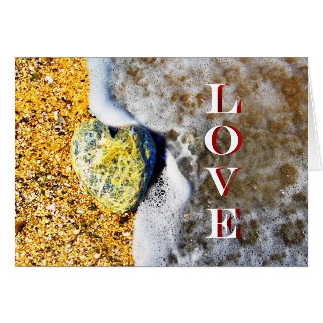 Heart shaped Love Pebble on the Beach (Front Horizontal)