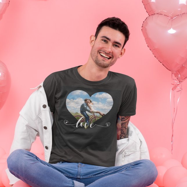 Heart Shaped Love Script Photo Custom T-Shirt (Creator Uploaded)