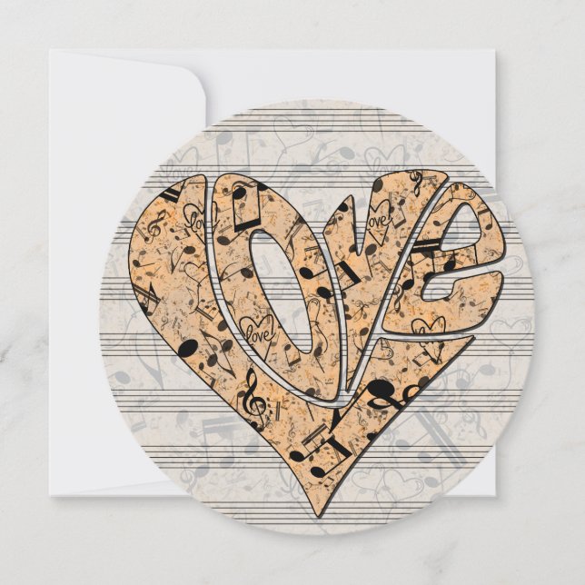 Heart-Shaped Love Typography with Musical Notes (Front)