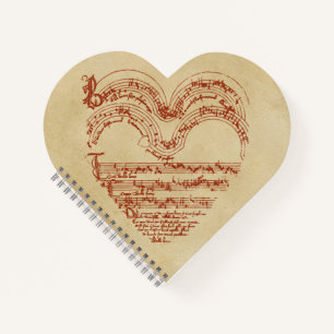 Heart-shaped Mediaeval Music Manuscript Parchment  Notebook