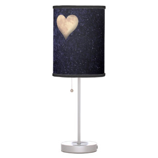 Heart Shaped Moon in the Starry Night Sky Desk Lamp