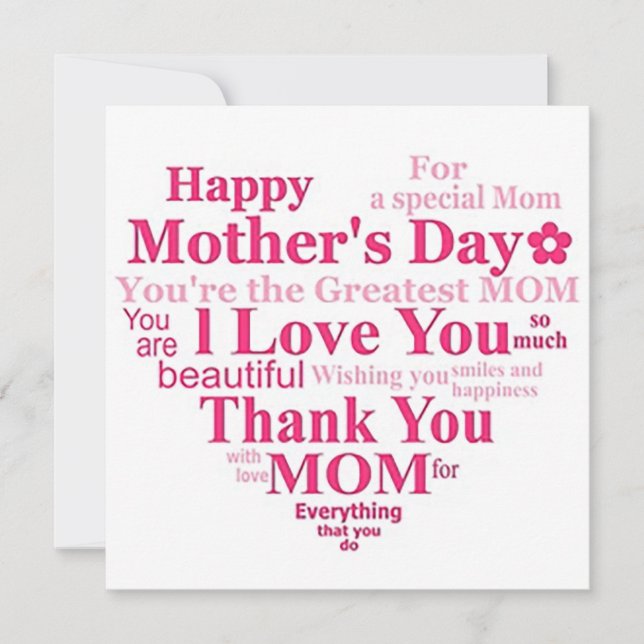 Heart Shaped Mothers Day Holiday Card (Front)