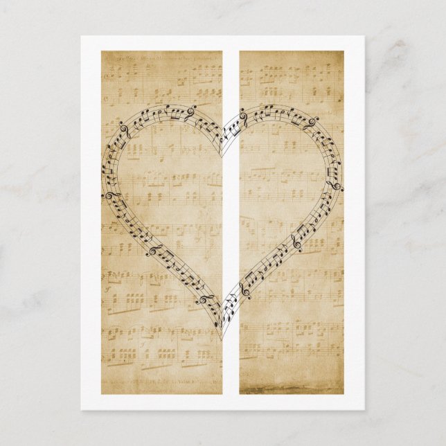 Heart-Shaped Music Notes Vintage Sheet Postcard (Front)