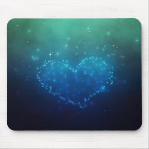 Heart-Shaped Night Stars Mouse Pad