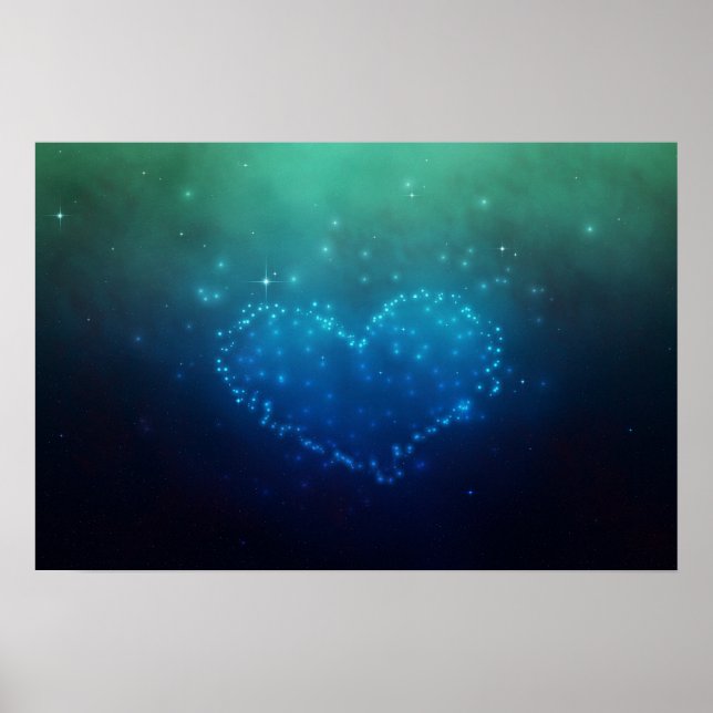 Heart-Shaped Night Stars Poster (Front)