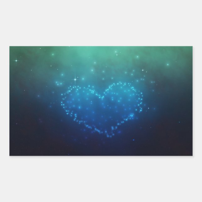 Heart-Shaped Night Stars Rectangular Sticker (Front)