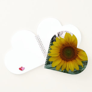 Heart Shaped Notebook with Bright Sunflower Cover