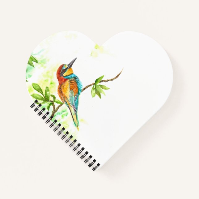 Heart-Shaped Notebook with Watercolor European Bee (Front)