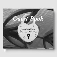 Heart shaped padlock photograph wedding guest book